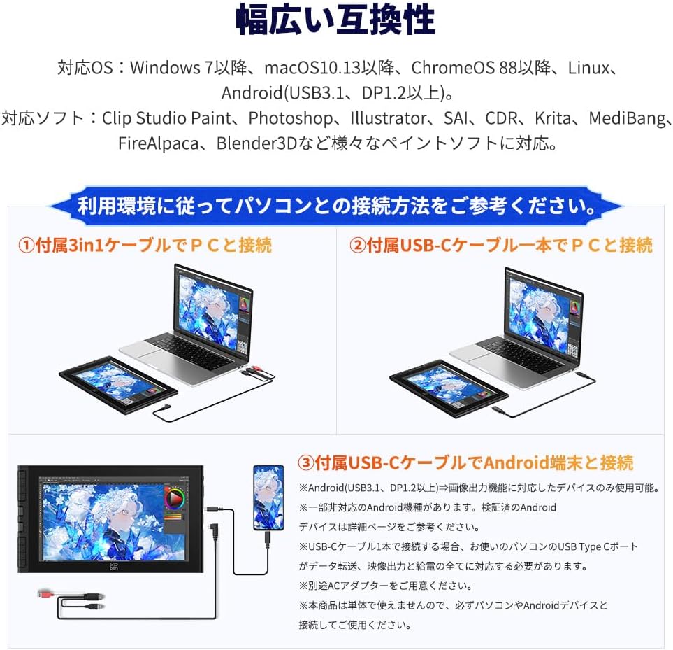 XPPen 液タブ Artist 12 3rd X4チップ搭載ペンのレンタル