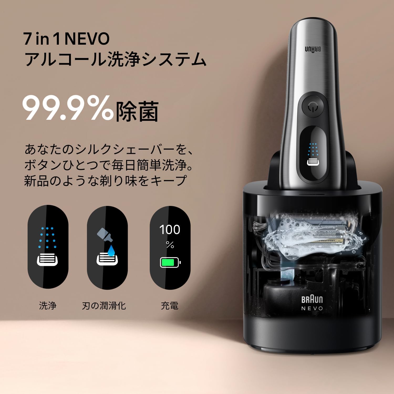 ブラウン シルクシェーバー メンズNEVO 15105C シルバーのレンタル
