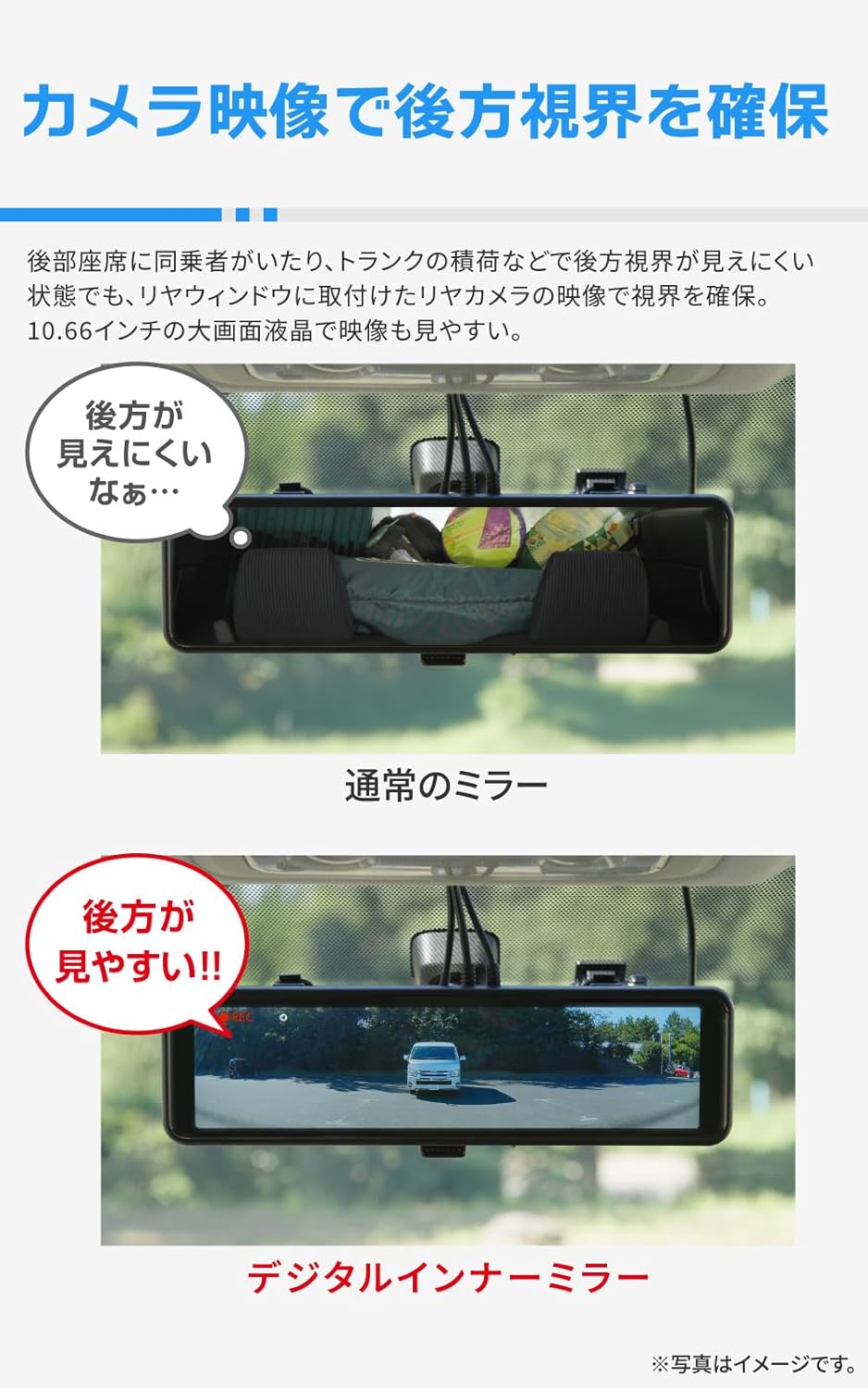 コムテック ミラー型ドライブレコーダー ZDR048のレンタル