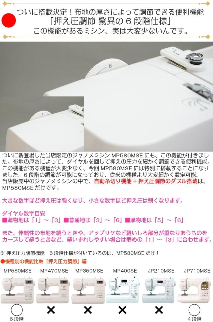 JANOME コンピュータミシン MP580MSEのレンタル
