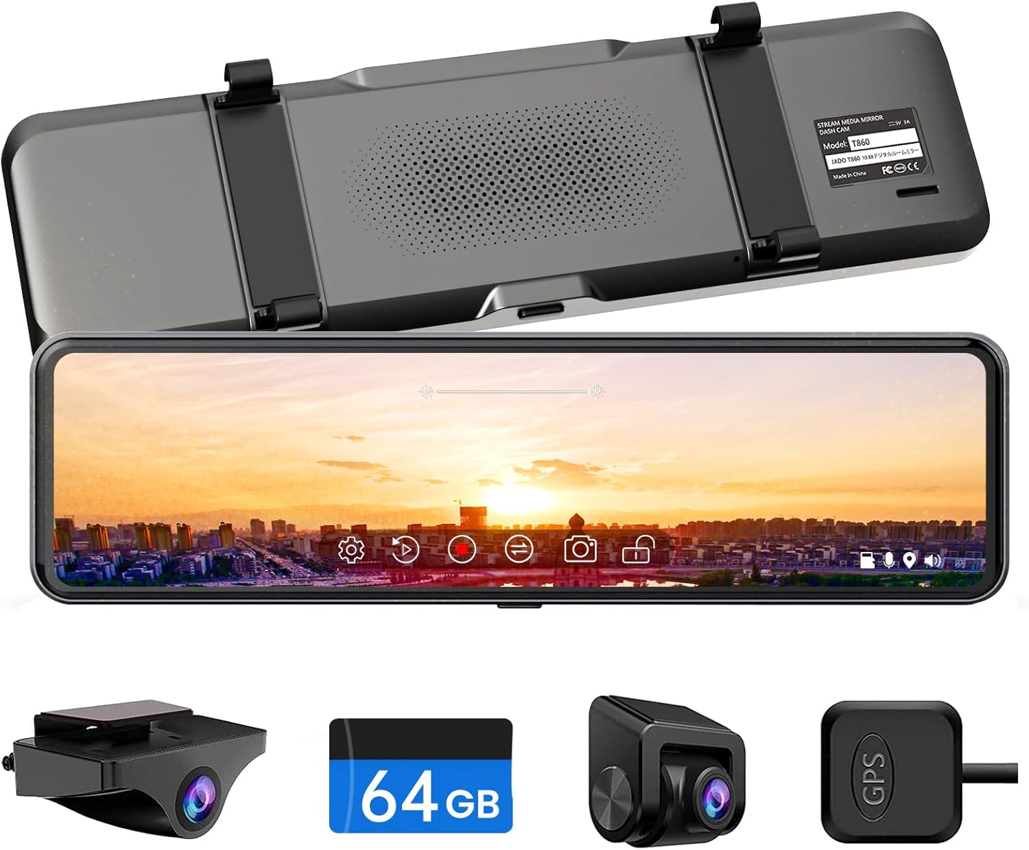 JADO ミラー型ドライブレコーダー T860-1 リア1440Pのレンタル