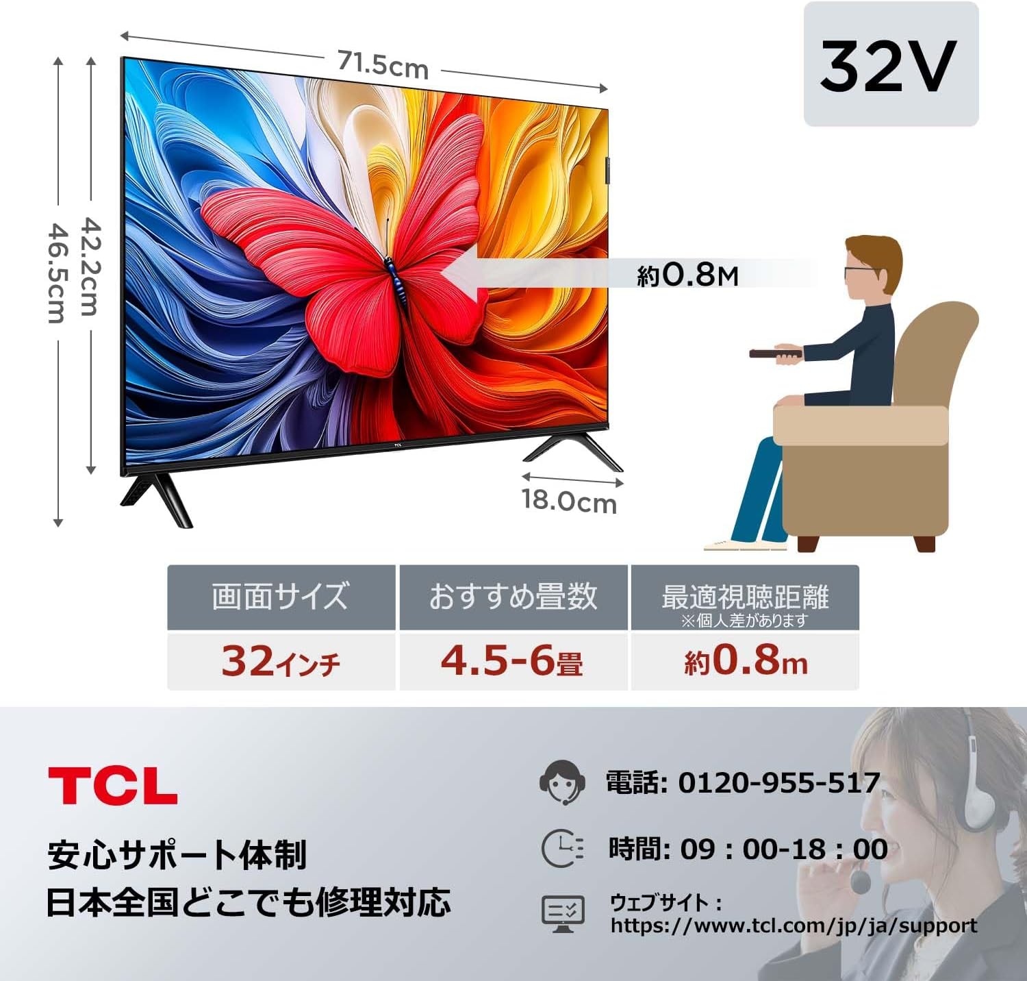 TCL 32Vテレビ 32V5Cのレンタル