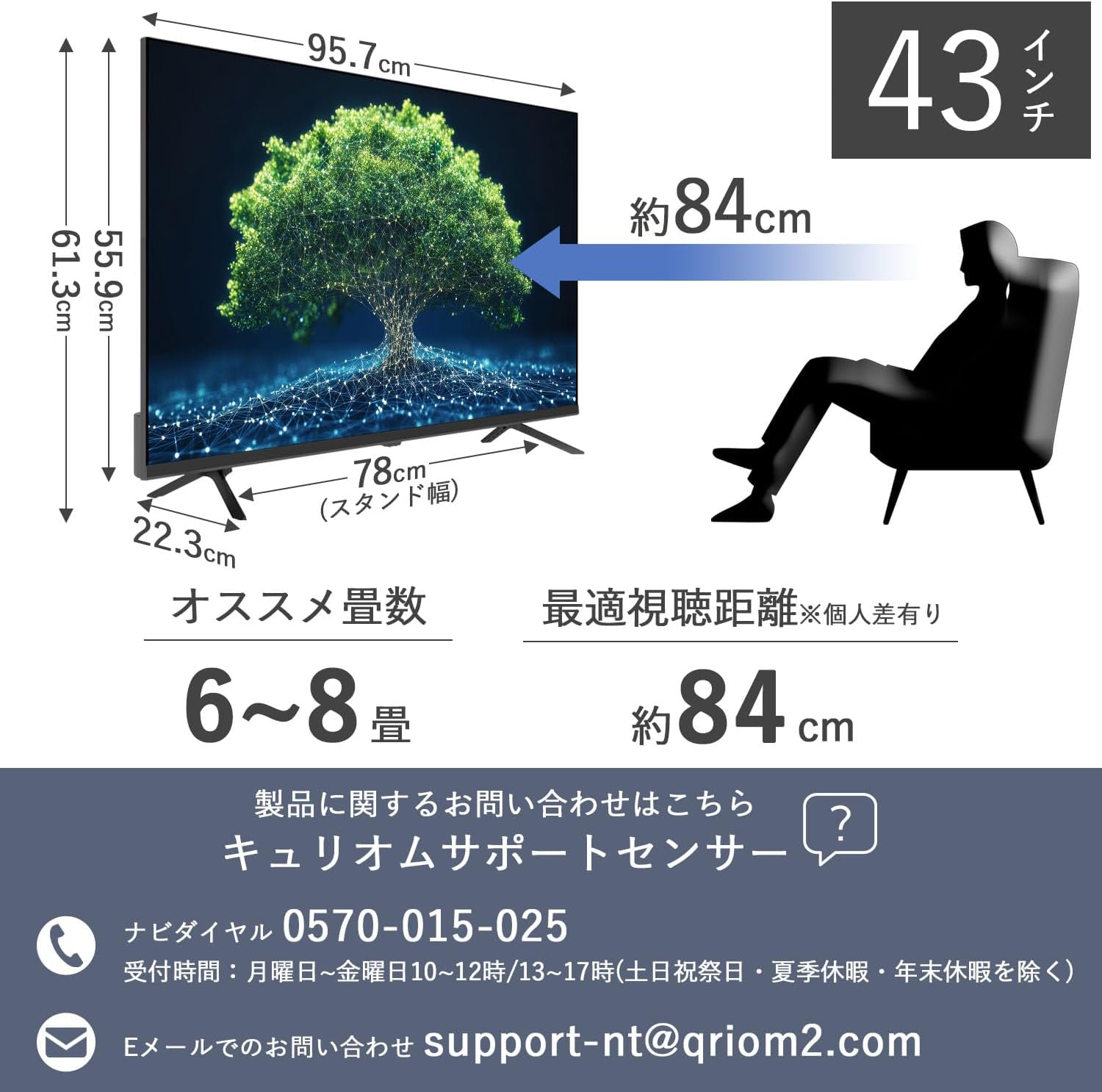山善 43Vテレビ QRK-43TL4Kのレンタル
