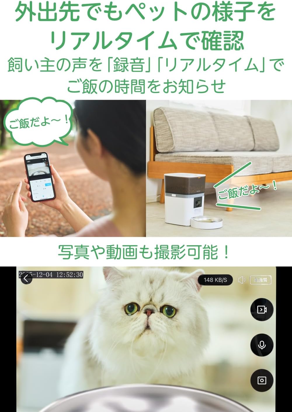 エレコム カメラ付き自動給餌器4L PET-AF01CAWHのレンタル