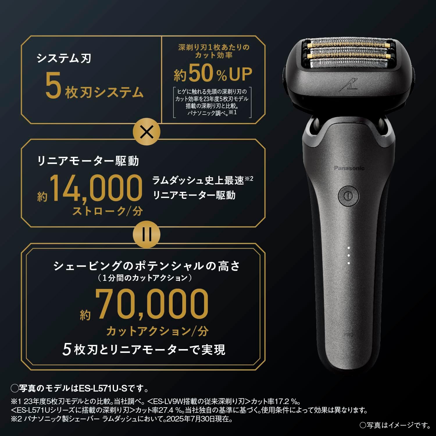 パナソニック メンズ シェーバー ラムダッシュ PRO 5枚刃 ES-L571Dのレンタル