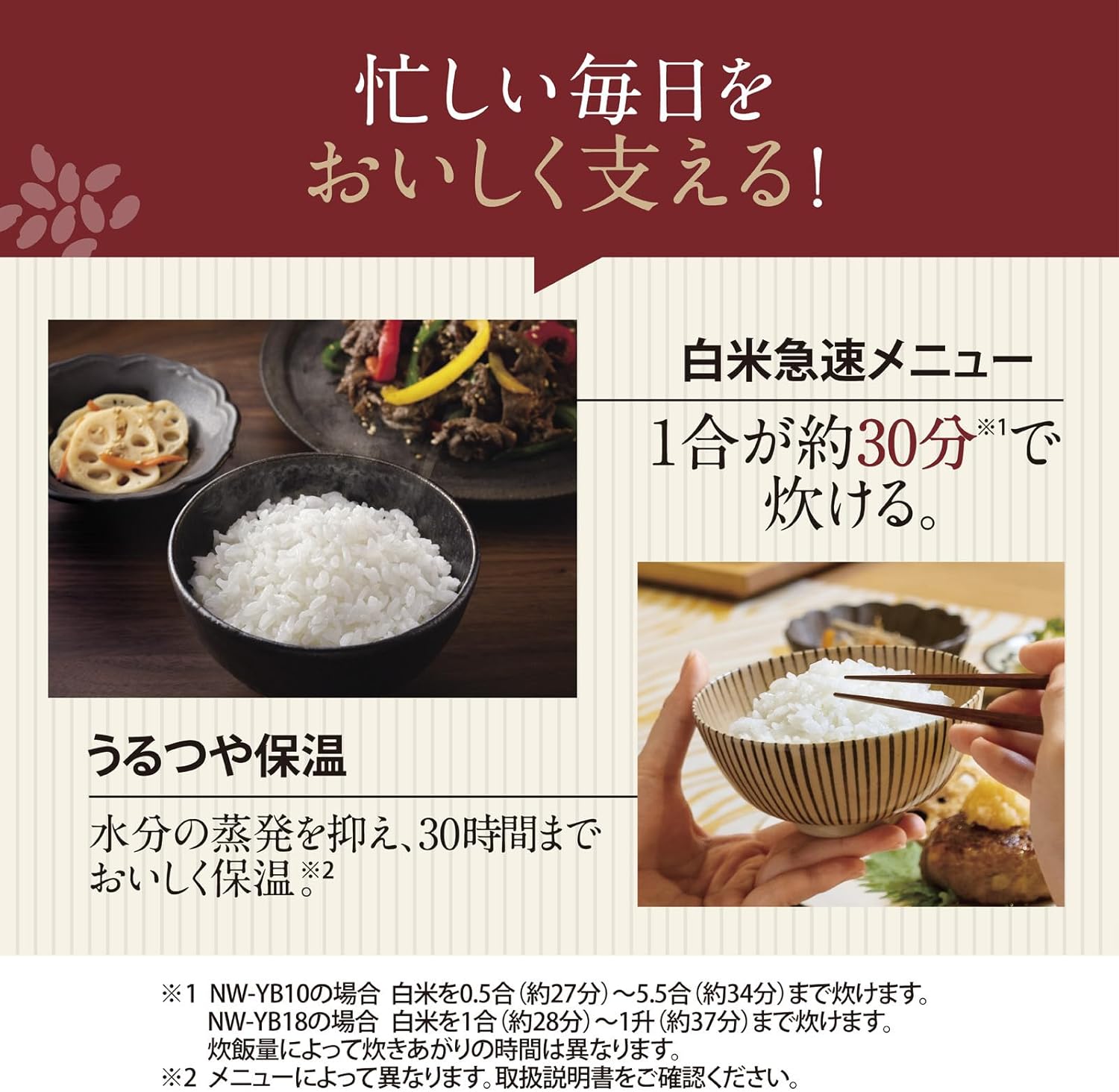 象印 5.5合炊飯器 豪熱大火力 NW-YB10AM-BZのレンタル