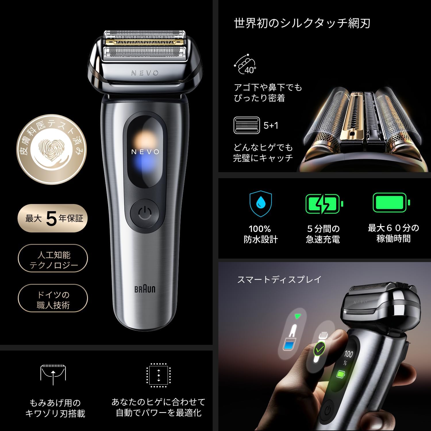 ブラウン シルクシェーバー メンズNEVO 15105C シルバーのレンタル