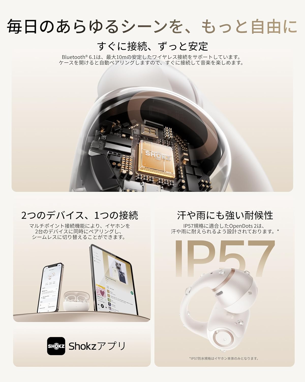 Shokz オープンイヤー型イヤホン OpenDots 2のレンタル
