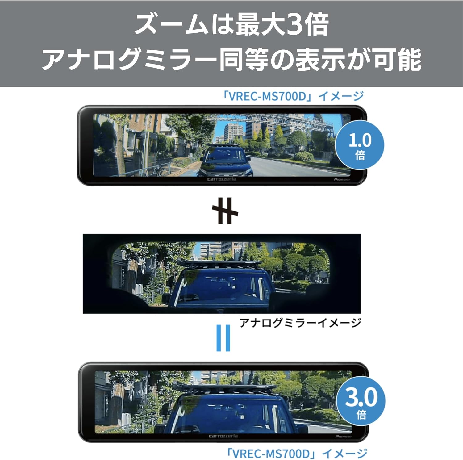 Pioneer ミラー型ドライブレコーダー VREC-MS700D microSD（32GB）付属のレンタル