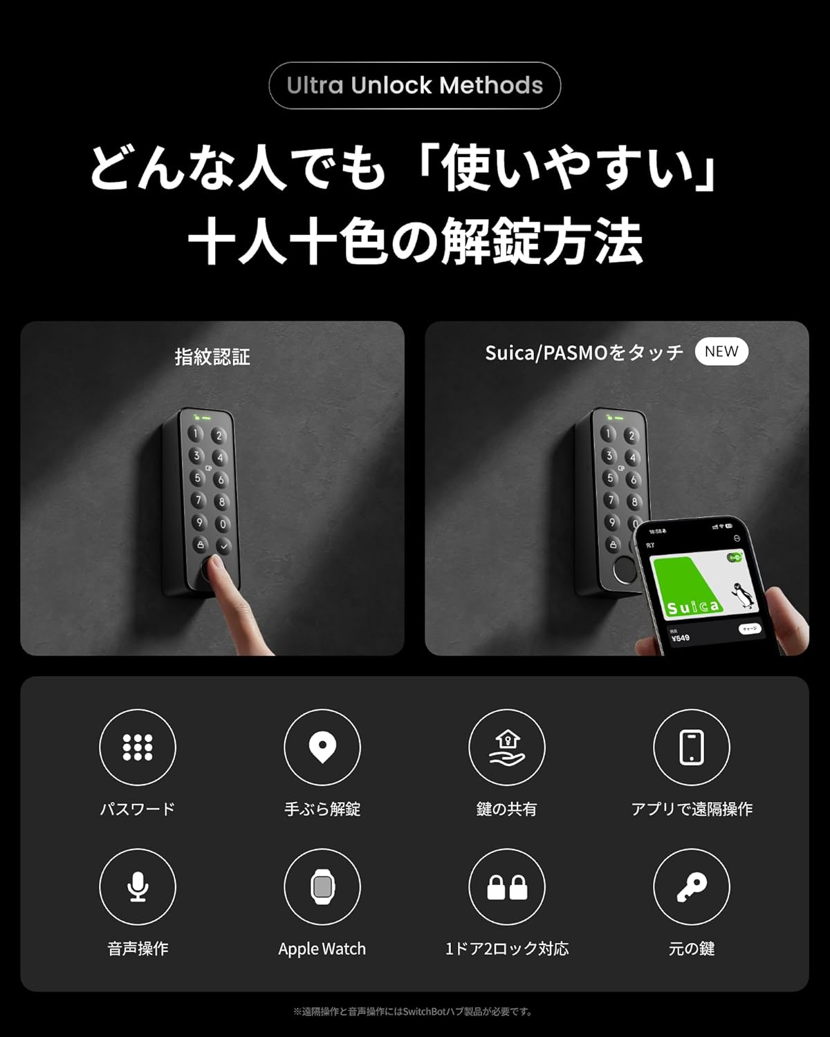 SwitchBot スマートロック Ultra 指紋認証パッド 暗証番号のレンタル
