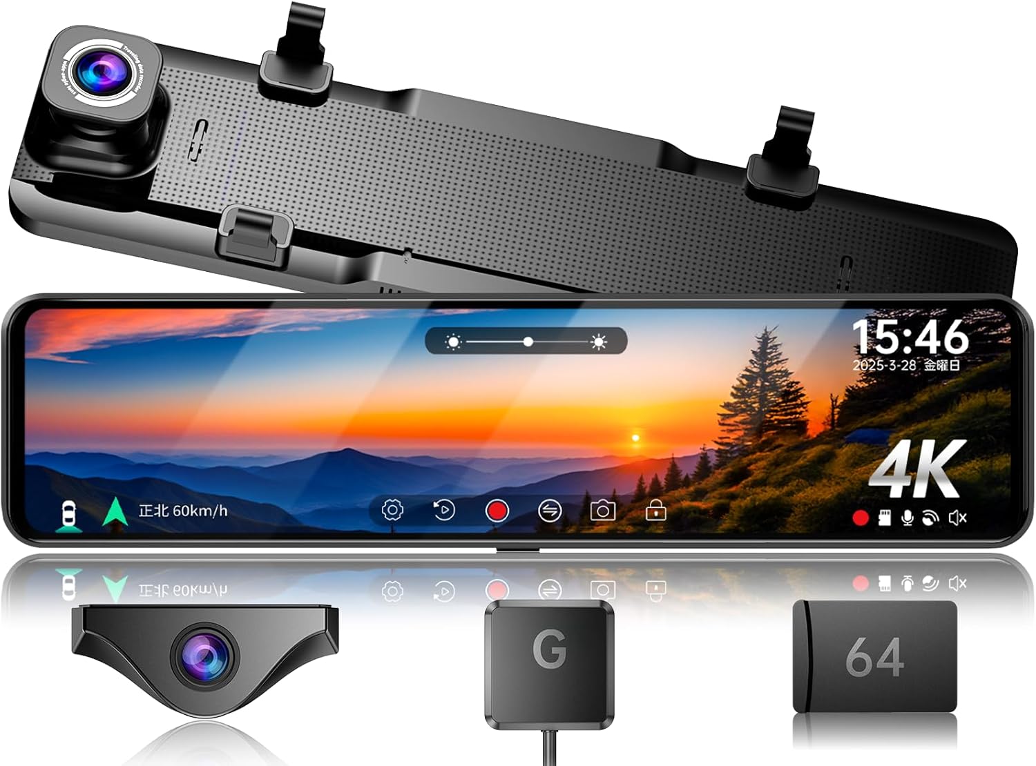 JADO ミラー型ドライブレコーダー G850-ST 64GBメモリーカード付き のレンタル