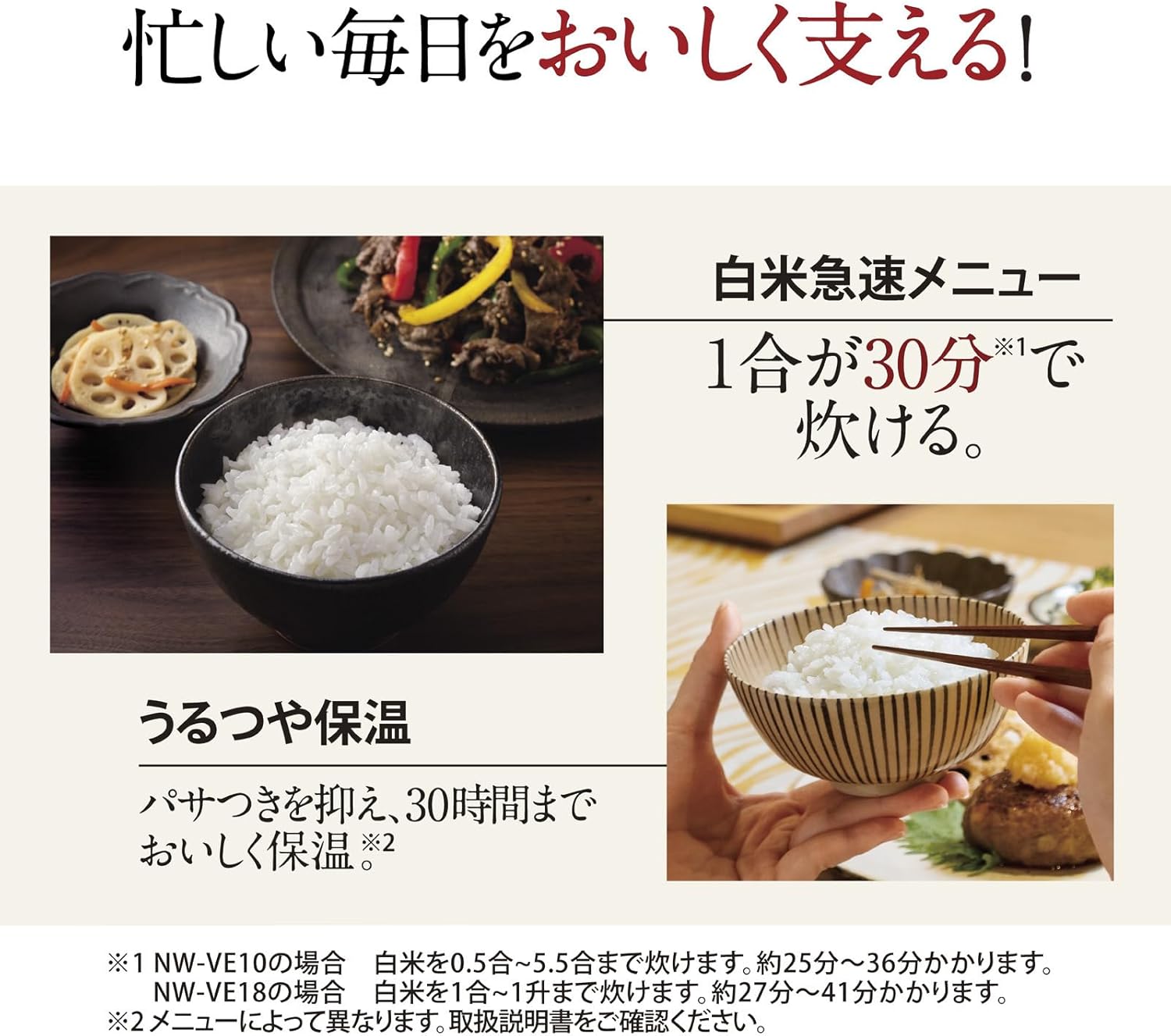 象印 1升炊飯器 極め炊き NW-VE18-BAのレンタル