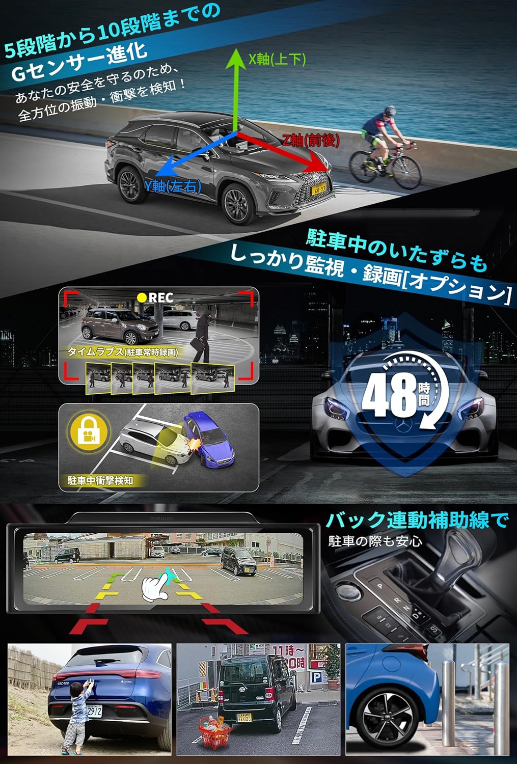 PORMIDOAUTO ミラー型ドライブレコーダー PRD6XC-1のレンタル