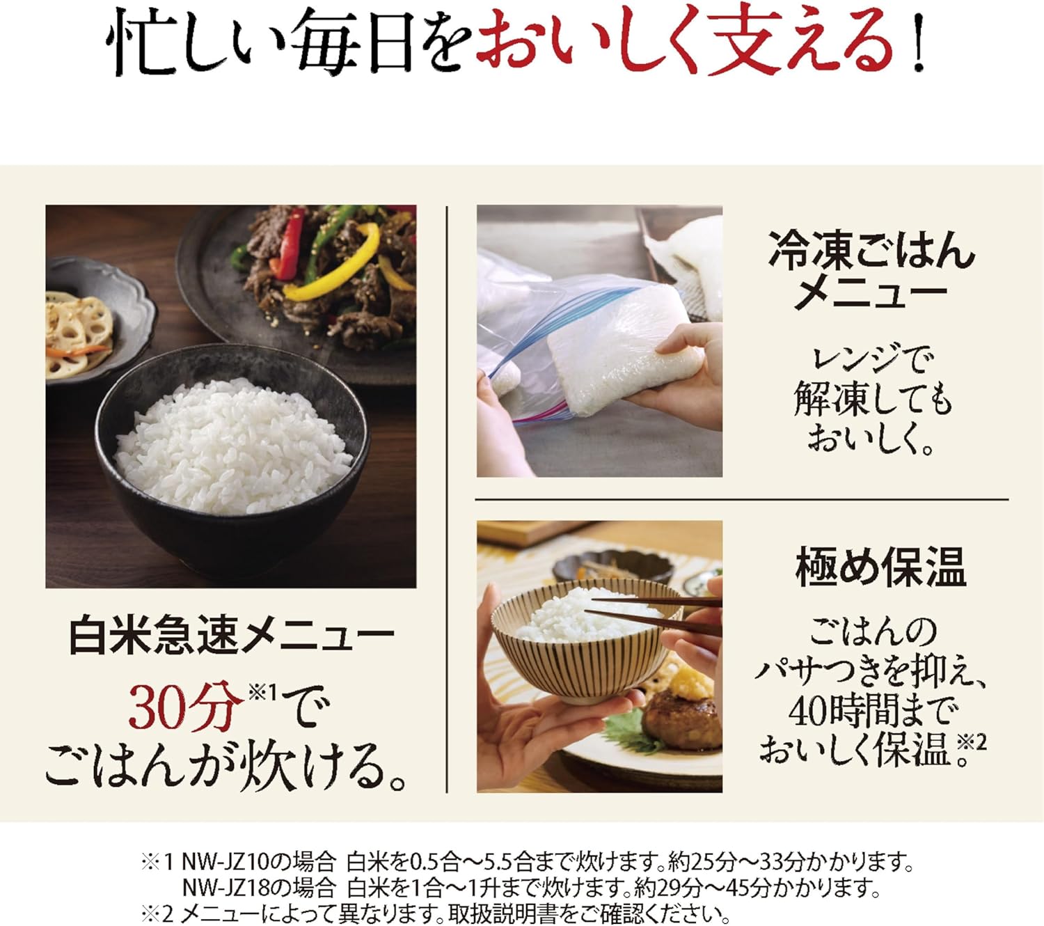 象印 5.5合炊飯器 豪熱大火力 NW-JZ10-BAのレンタル