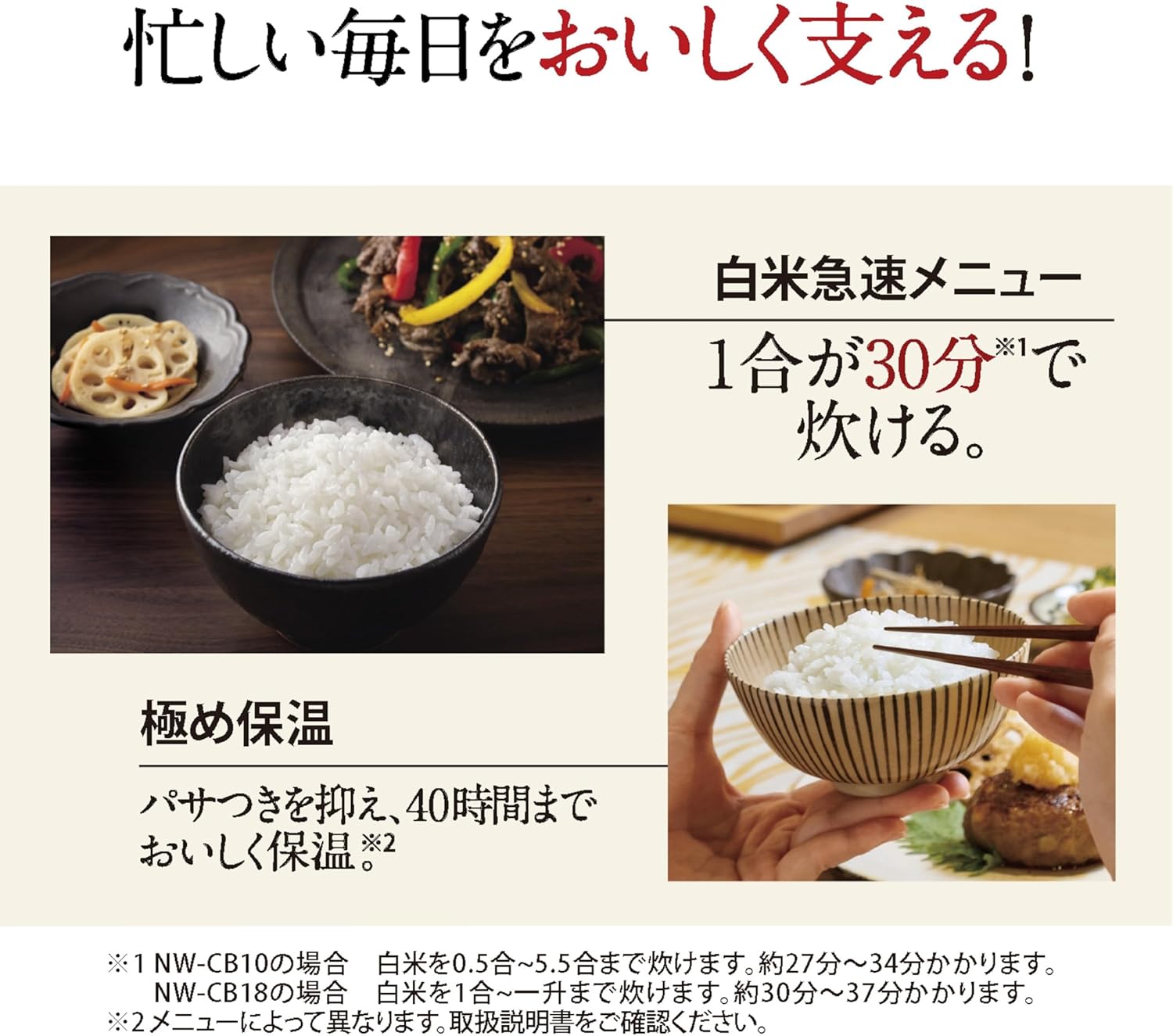 象印 5.5合炊飯器 豪熱大火力 NW-CB10-BAのレンタル