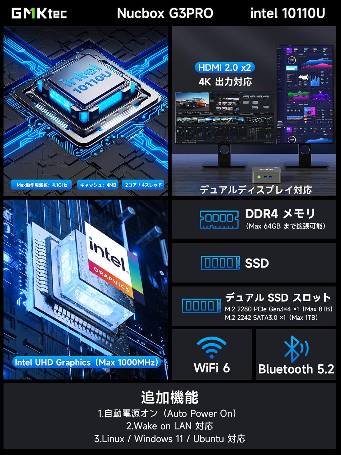 GMKtec G3 PRO ミニPC 4.1GHzのレンタル