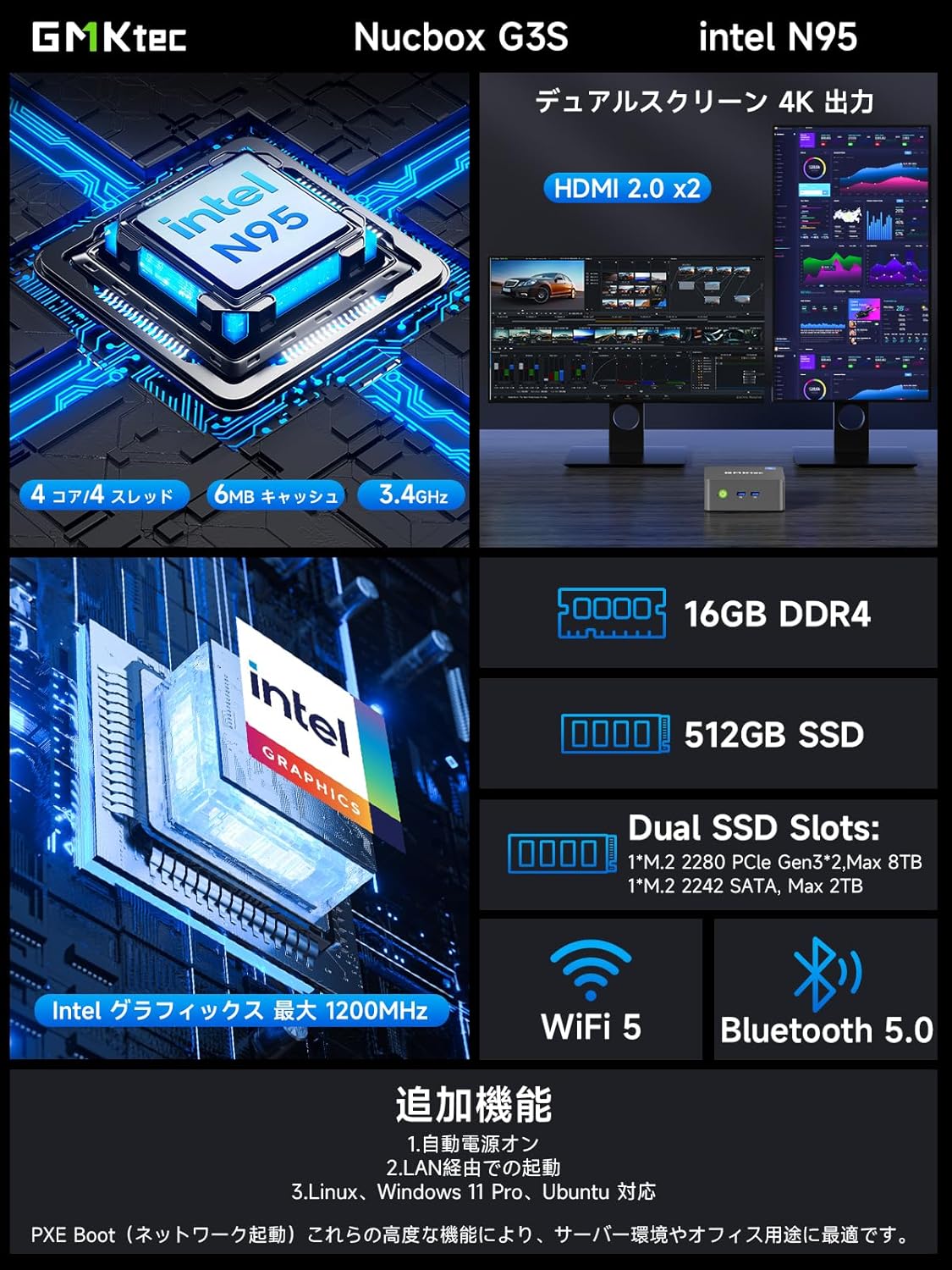 GMKtec G3S ミニPC 4C4T 3.4GHzのレンタル