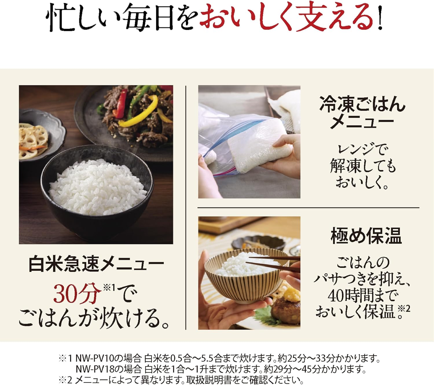 象印 1升炊飯器 炎舞炊き NW-PV18-BZのレンタル
