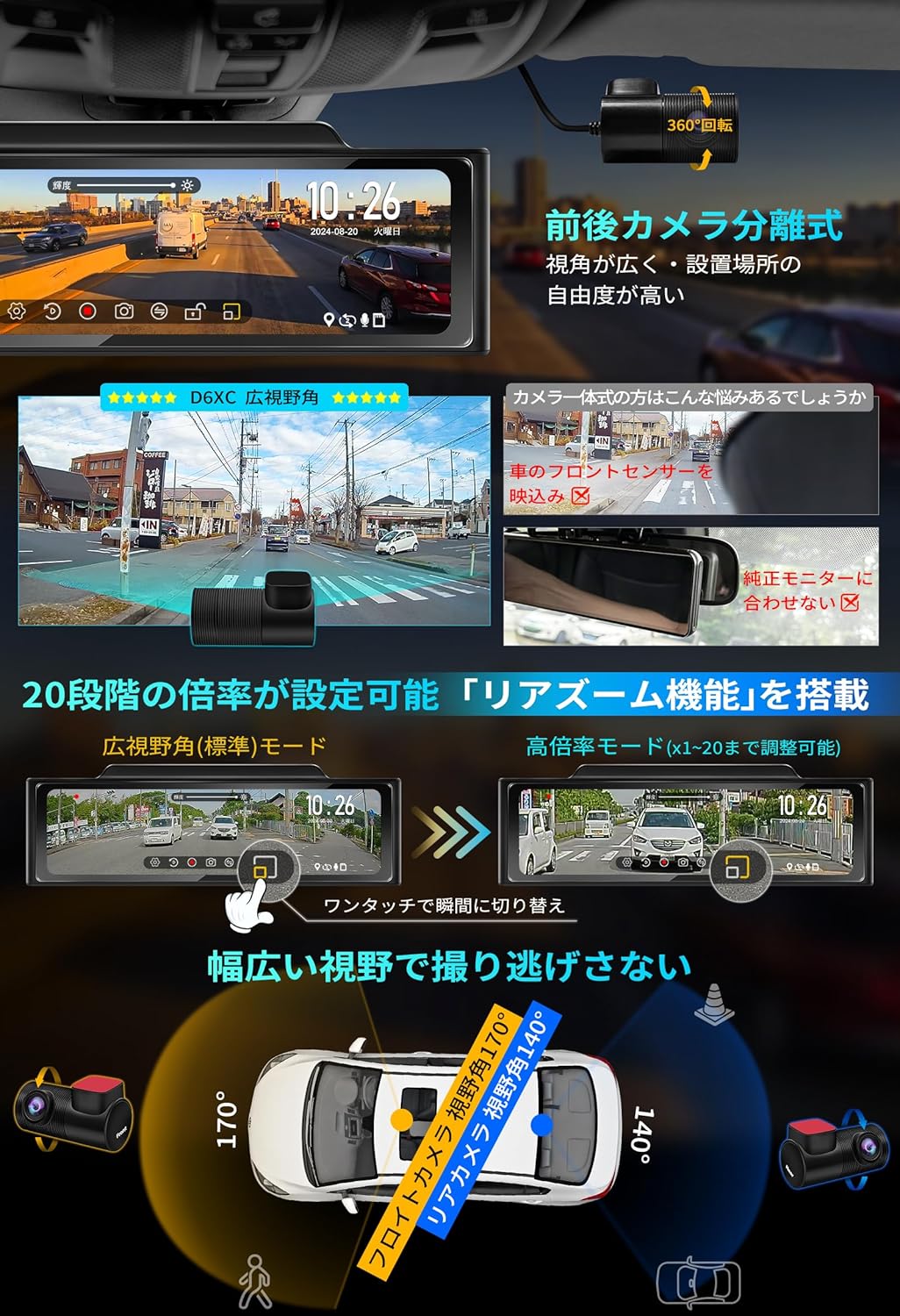 PORMIDOAUTO ミラー型ドライブレコーダー PRD6XC-1のレンタル