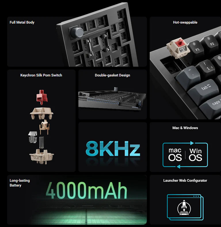 Keychron Q1 Ultra 8K ワイヤレスカスタムメカニカルキーボード 日本語配列のレンタル